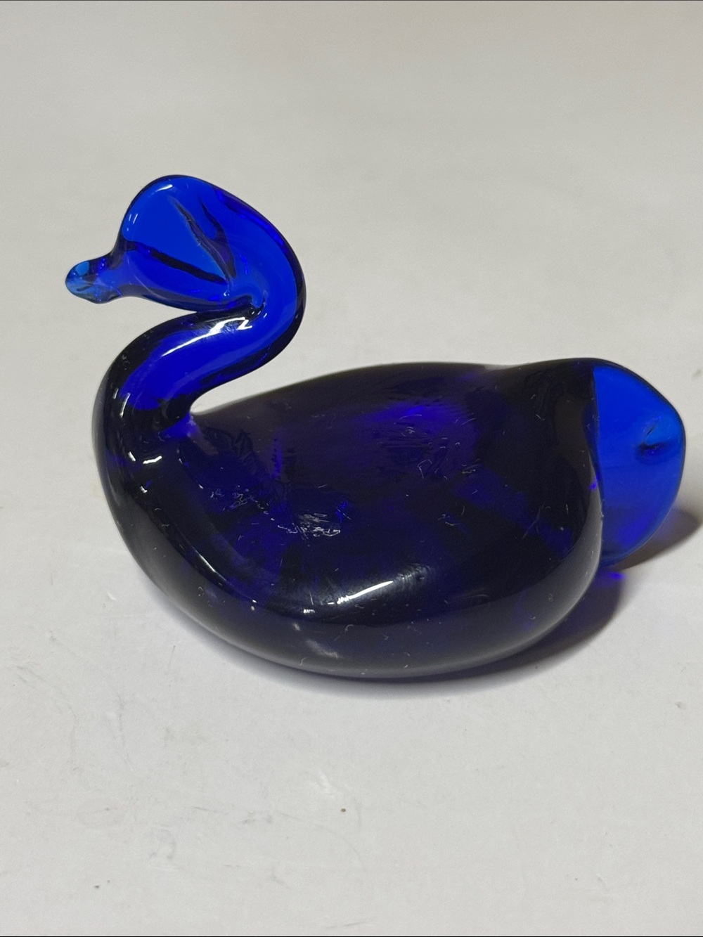 Pairpoint Cobalt Blue Glass Swan Figurine 34% Lead Crystal hand blown 3” long